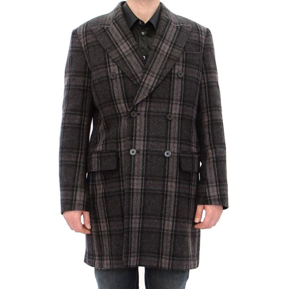 Dolce & Gabbana Gray Double Breasted Coat Men's Jacket